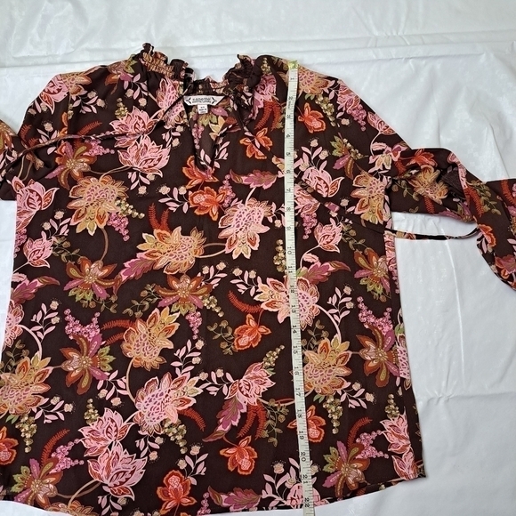 NANETTE Lepore Floral Blouse Tie Neck - Picture 11 of 11